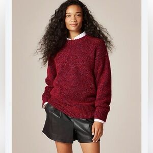 J. Crew Relaxed Crewneck Pullover NWOT Red Multi Wool Oversized Women’s XS